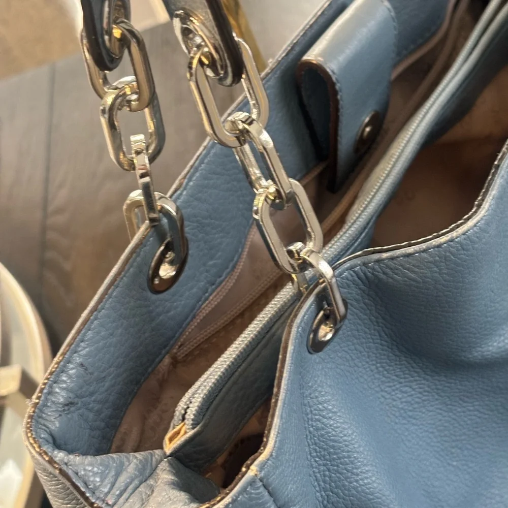 Michael Kors Slate Blue Leather Shoulder Bag